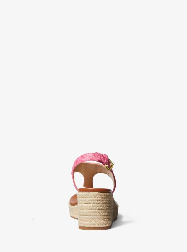 Damske Sandále Michael Kors Laney Logo Espadrille Wedge Červené - Topanky Michael Kors Obchod | RVSXY-6942